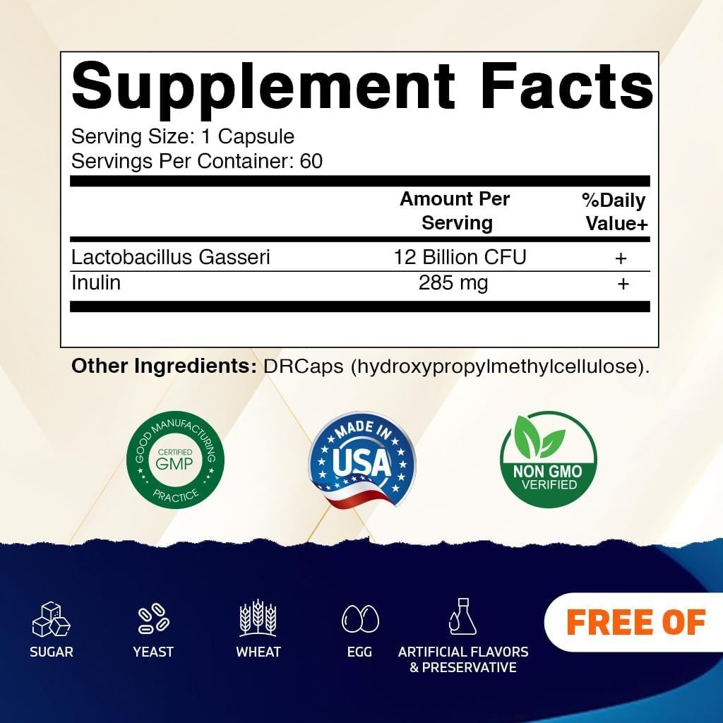 60 Count Lactobacillus Gasseri with Prebiotic Fiber – Top Digestive Support