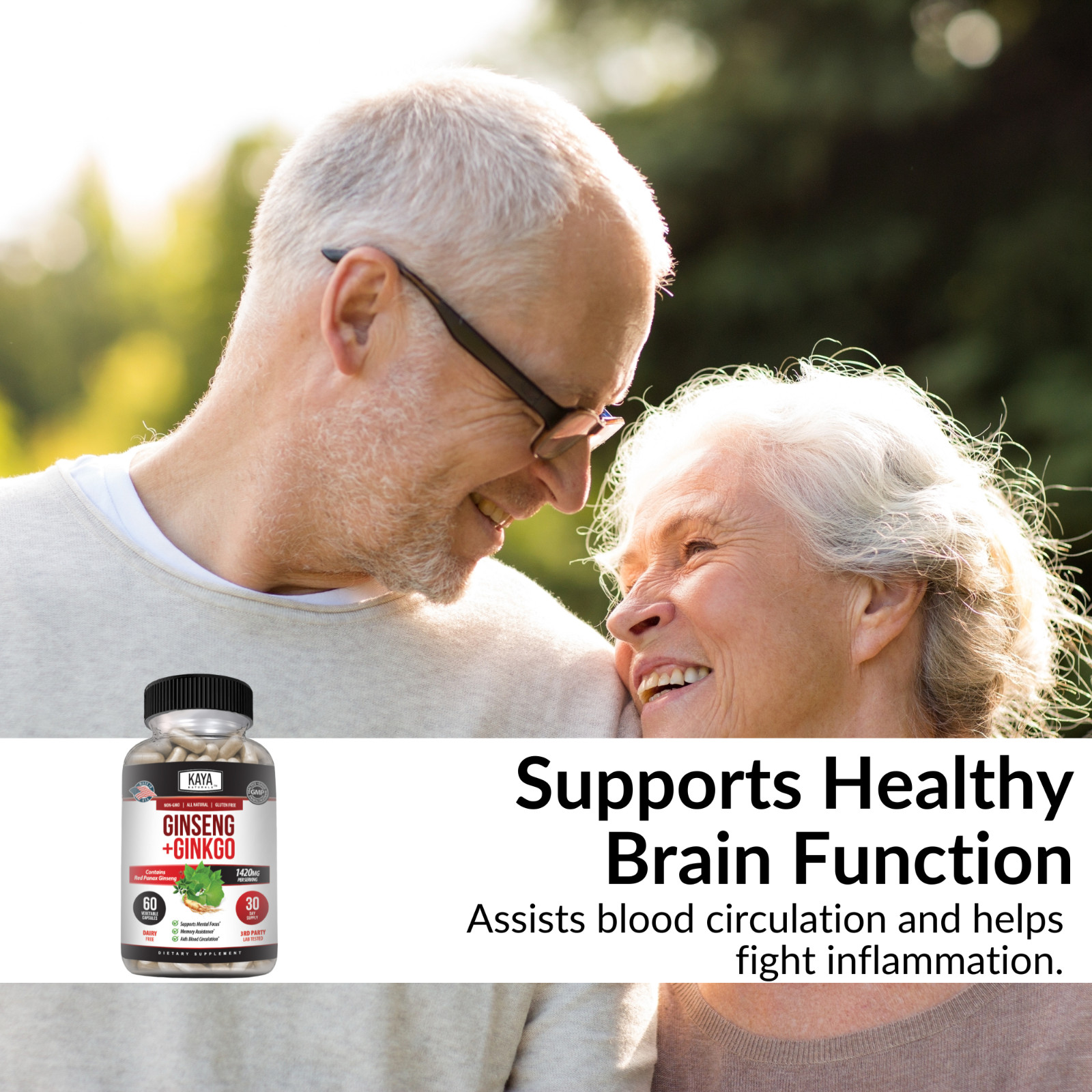Ginseng + Ginkgo Biloba for Brain Function, Blood Circulation, Anti Inflammation