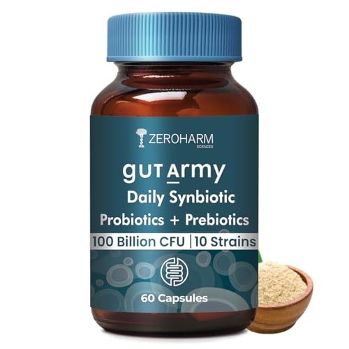 ZEROHARM Gut Army Probiotics Prebiotics 100 Billion CFU 60 Capsules