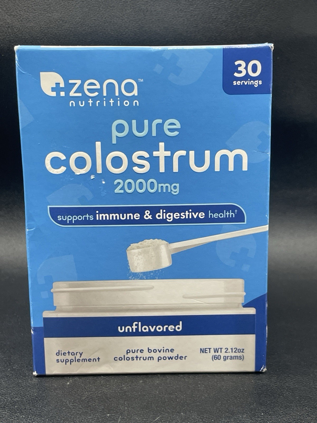 Zena Nutrition Pure Colostrum Powder 2000Mg 30 Servings 2.12oz/6g Exp 02/2028