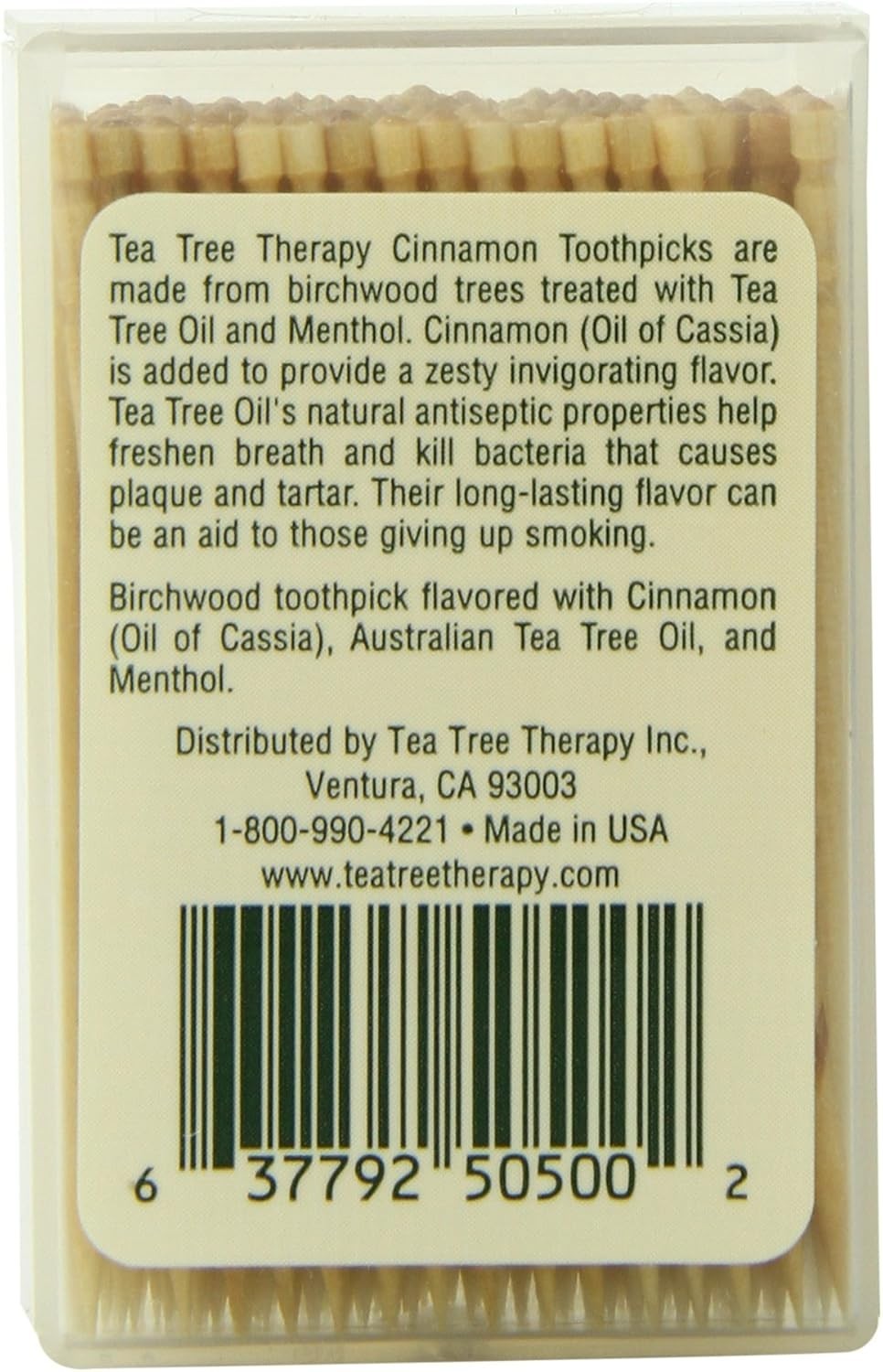 Tea Tree Therapy Toothpicks, Cinnamon, 100 Count 100 Count (Pack of 1)