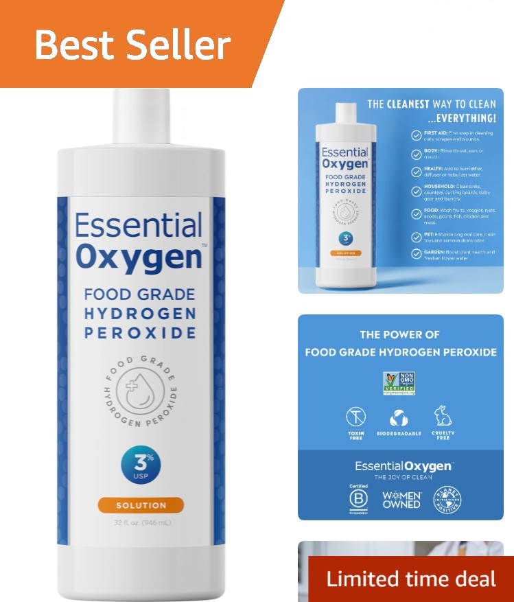 Versatile 32 Fl Oz Food Grade Hydrogen Peroxide – Cleaner for Home, Pets, Plants