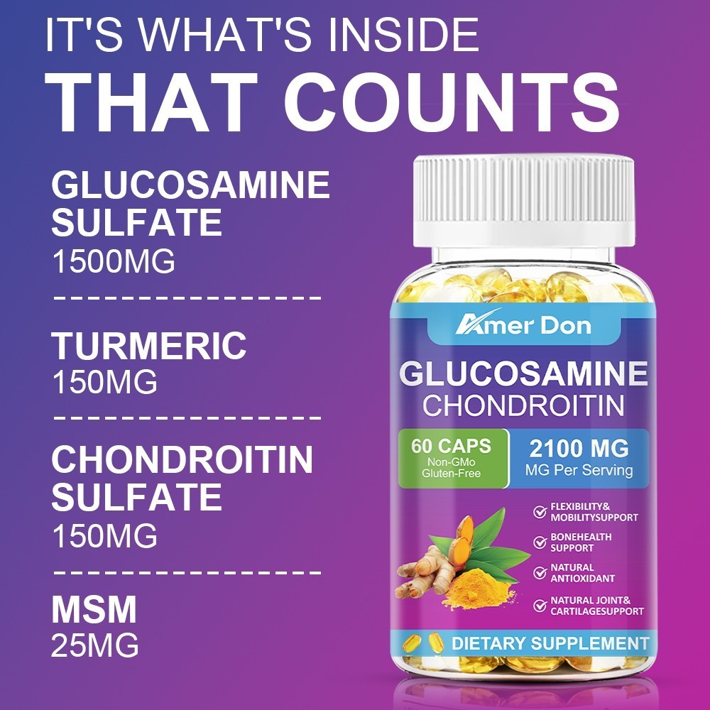 60/120x 2100mg Glucosamine Chondroitin Gummies MSM Triple Strength Joint Support