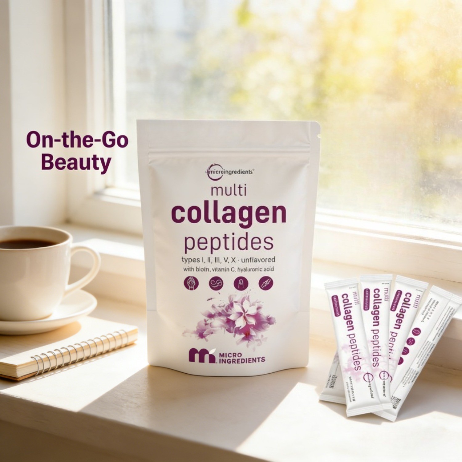 2-Pack Micro Ingredients Multi Collagen Peptides Types I II III V X Biotin 2lb P