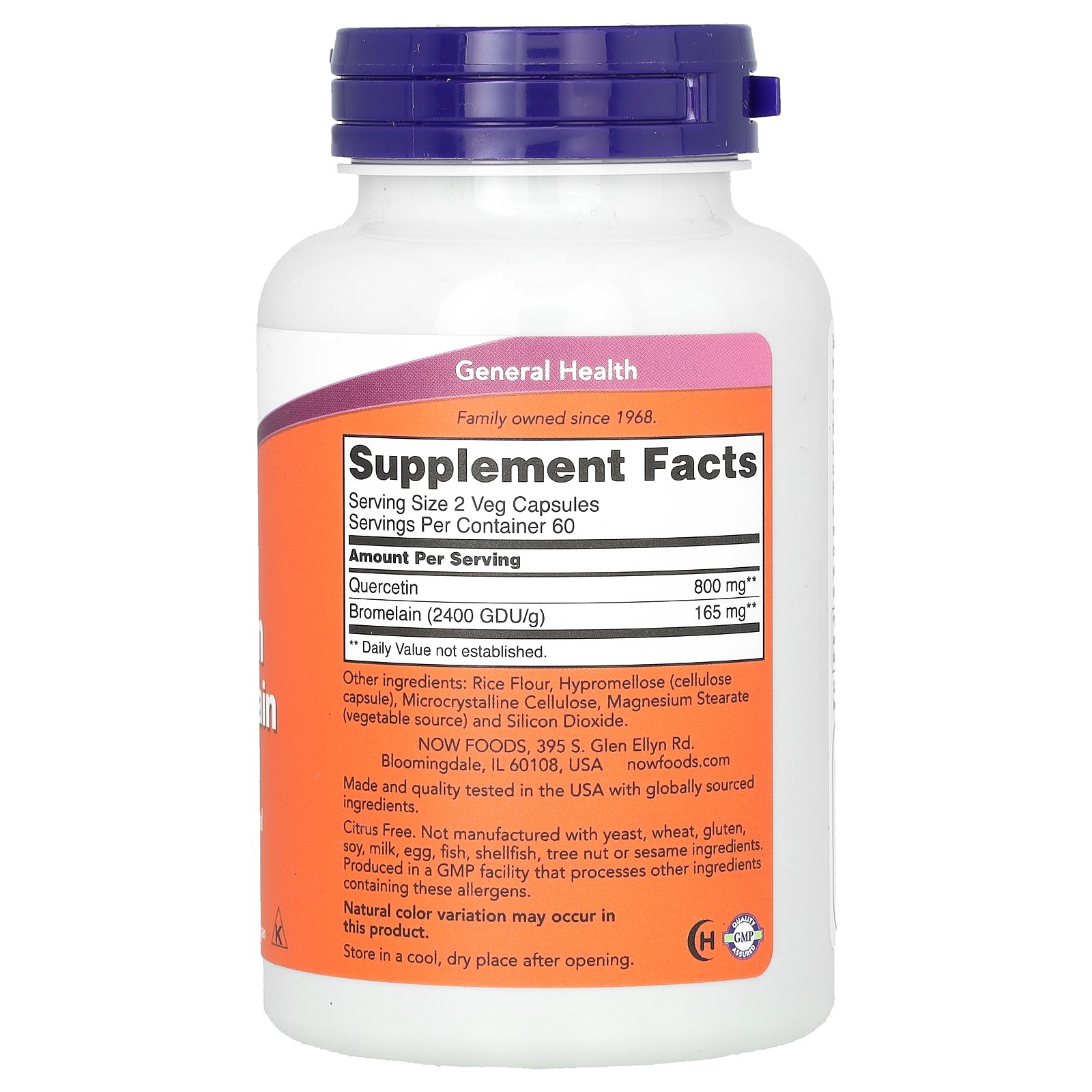 Now Foods Quercetin with Bromelain 120 Veg Capsules GMP Quality Assured, Kosher,