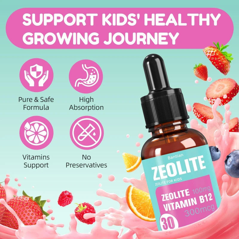 Bantian Zeolite For Kids 30 Servings 100MG Vitamin B12 and D 300mcg Exp 03/17/28