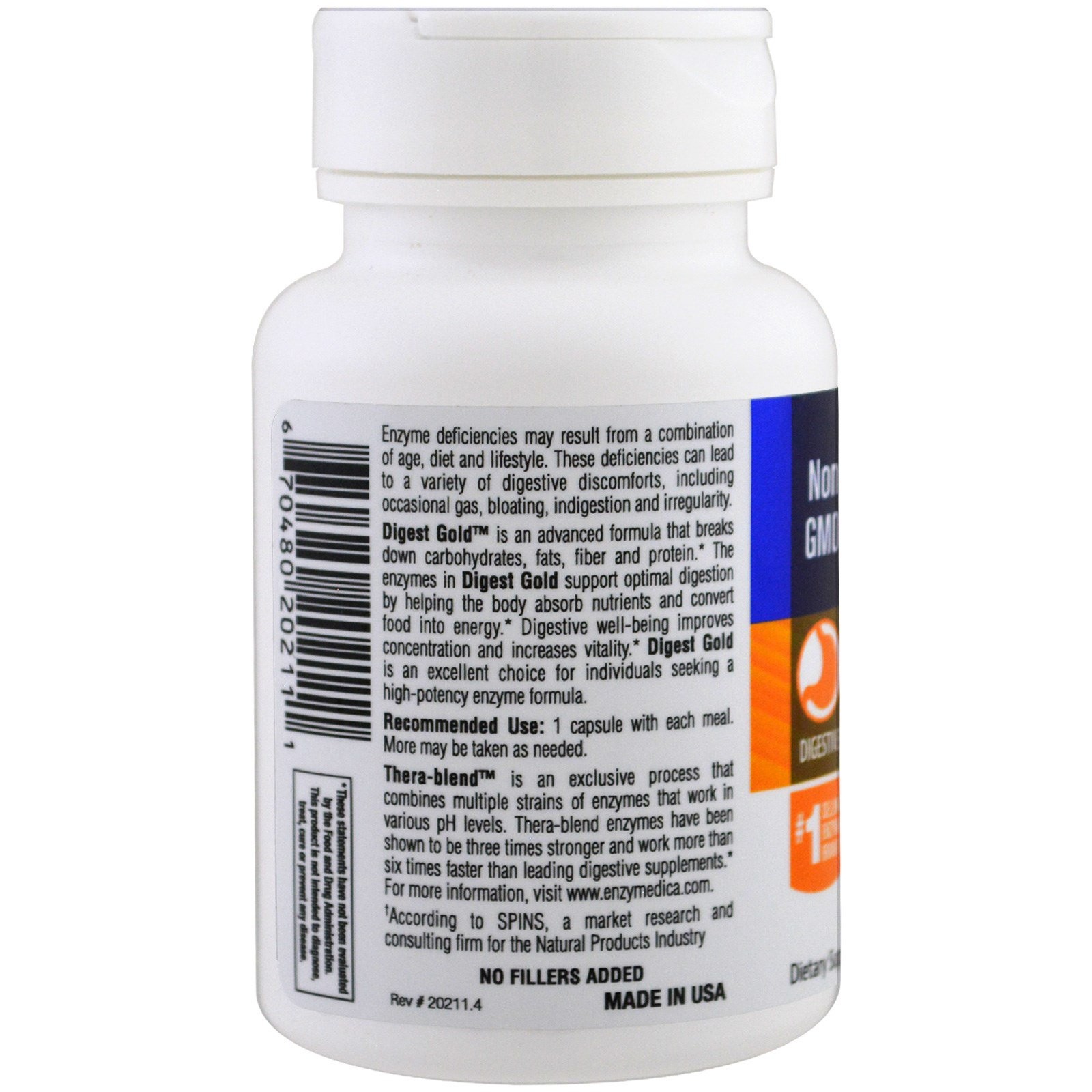 Enzymedica Digest Gold with ATPro 45 Capsules Casein-Free, Dairy-Free, Egg-Free,