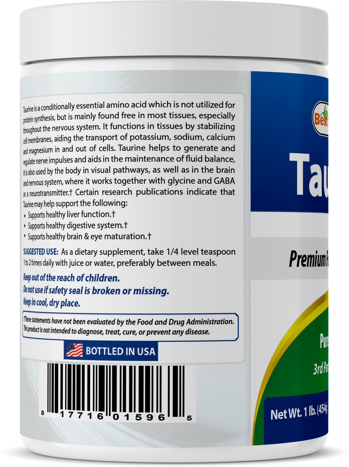 Best Naturals Taurine Powder 1 Lb