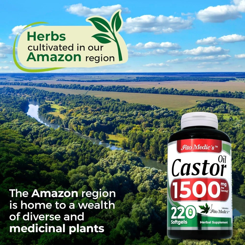 Castor Oil Capsules 1500mg 220 Softgels Cold Pressed Organic Supplement