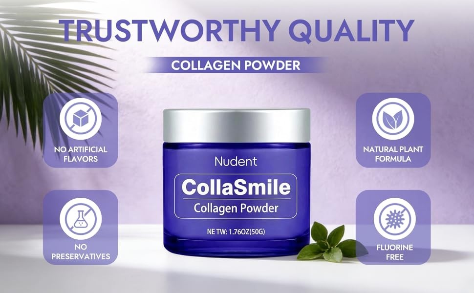 Nudent Collasmile Collagen Tooth Hydroxyapatite Enamel Toothpaste Powder 1.76 Oz