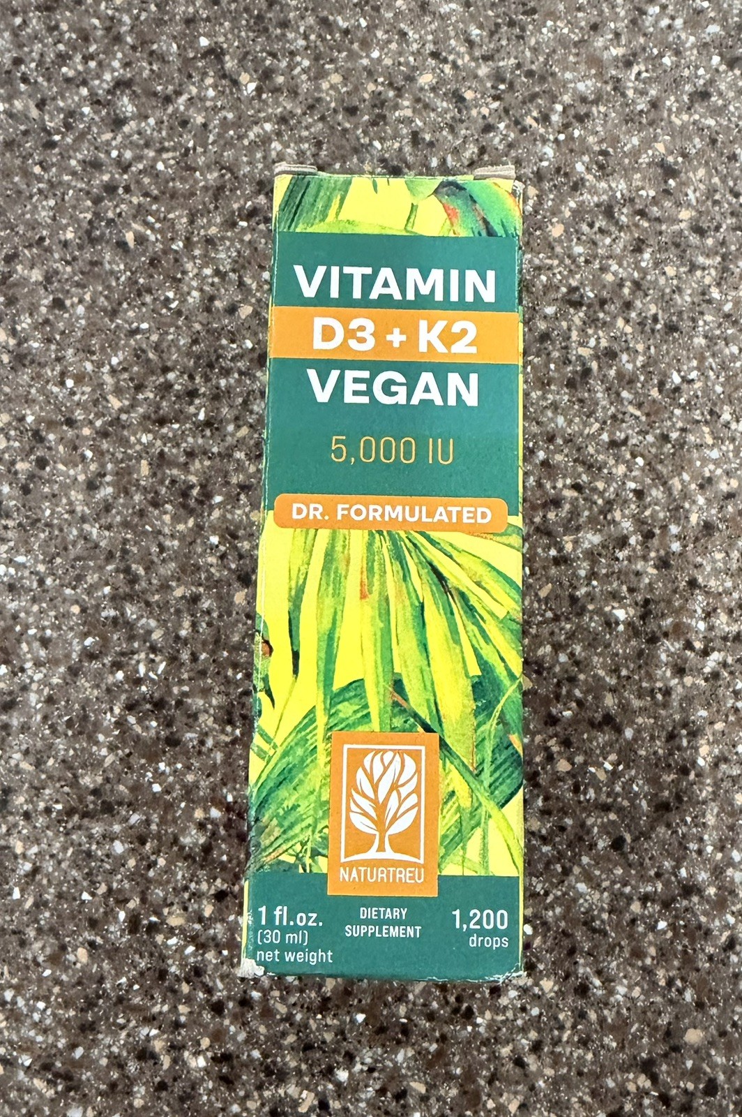 Naturtreu D3 + K2 5000 IU 1200 Drops Plus Vegan Gluten Free Dairy Free