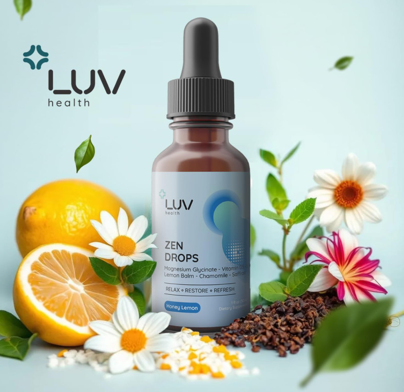LUV Zen Drops Stress Support with Magnesium Glycinate and Lemon Balm USA Seller