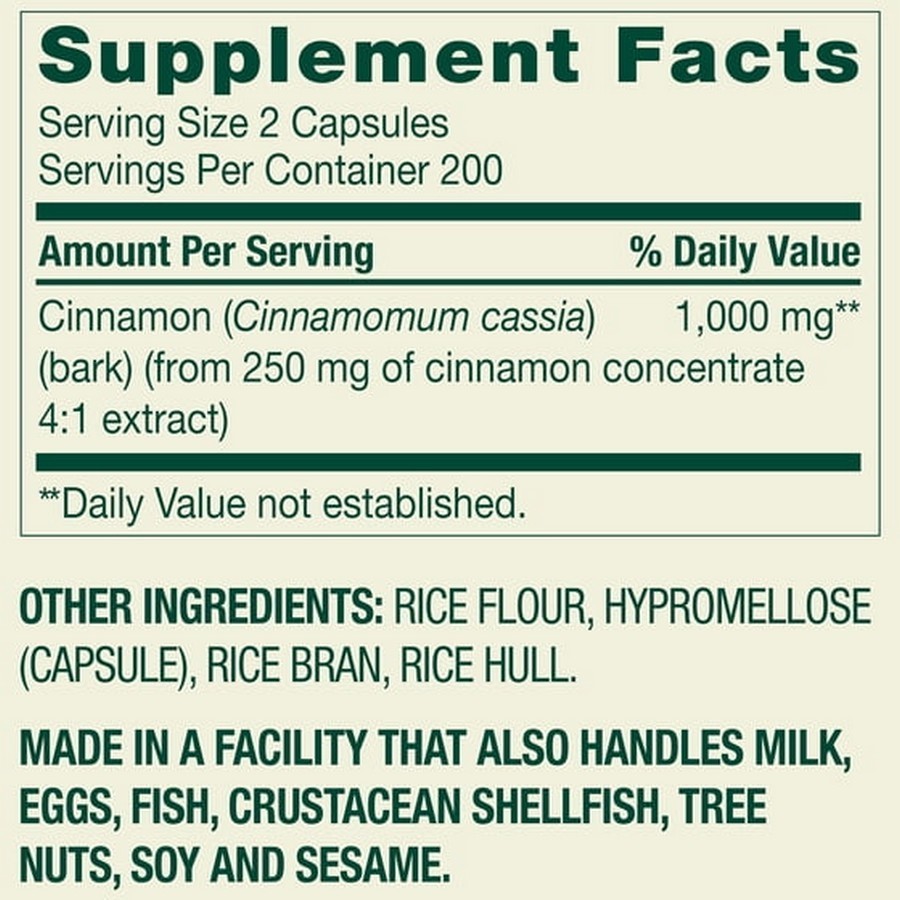 Cinnamon Dietary Supplement, 1000 Mg, 400 Count Free Shipping US