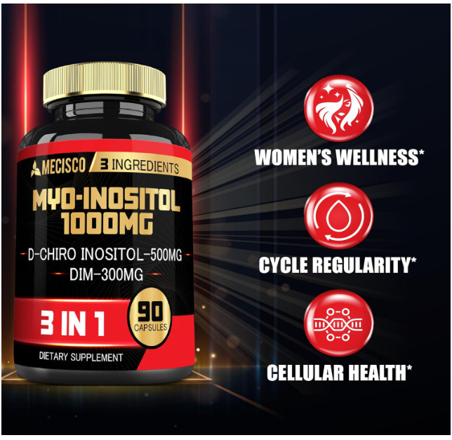 3in1 Myo-Inositol & D-Chiro Inositol Supplement with DIM – 90 Cap – 30 Days 3 PK