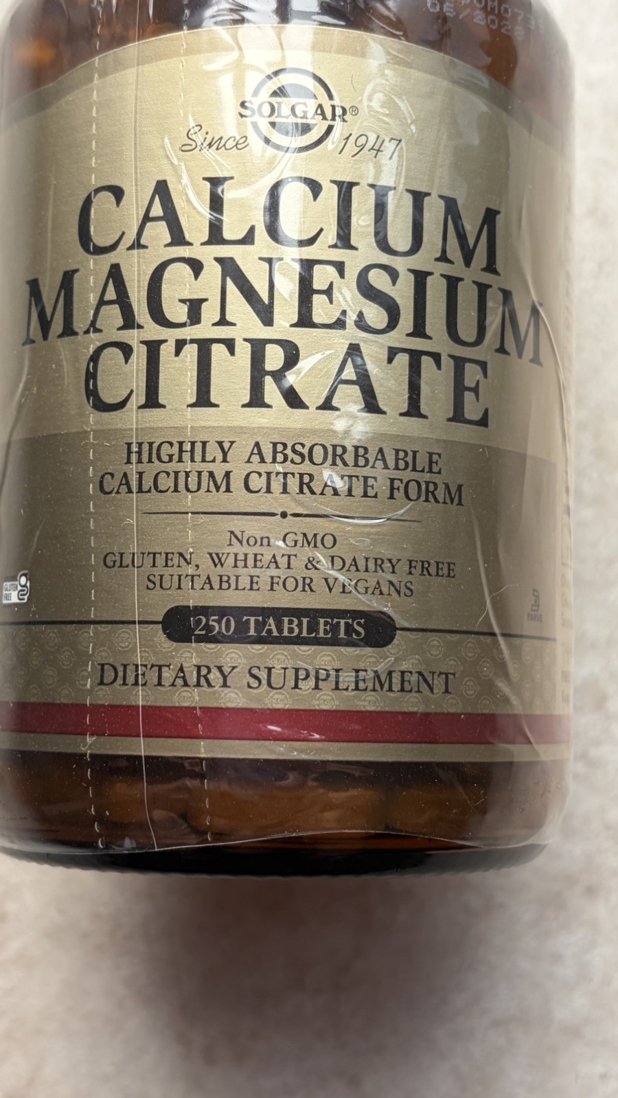Calcium Magnesium Citrate 250 Tablets by Solgar Exp 06/2028