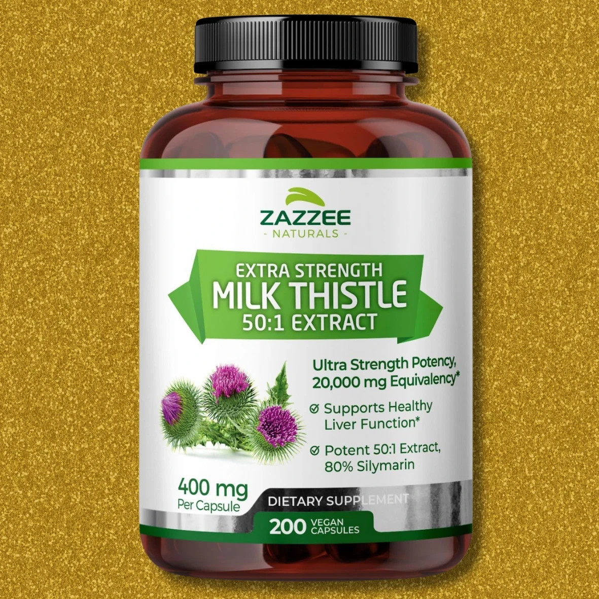 Organic Milk Thistle Extract 20,000 mg Strength, 200 Vegan Capsules (Free Ship)