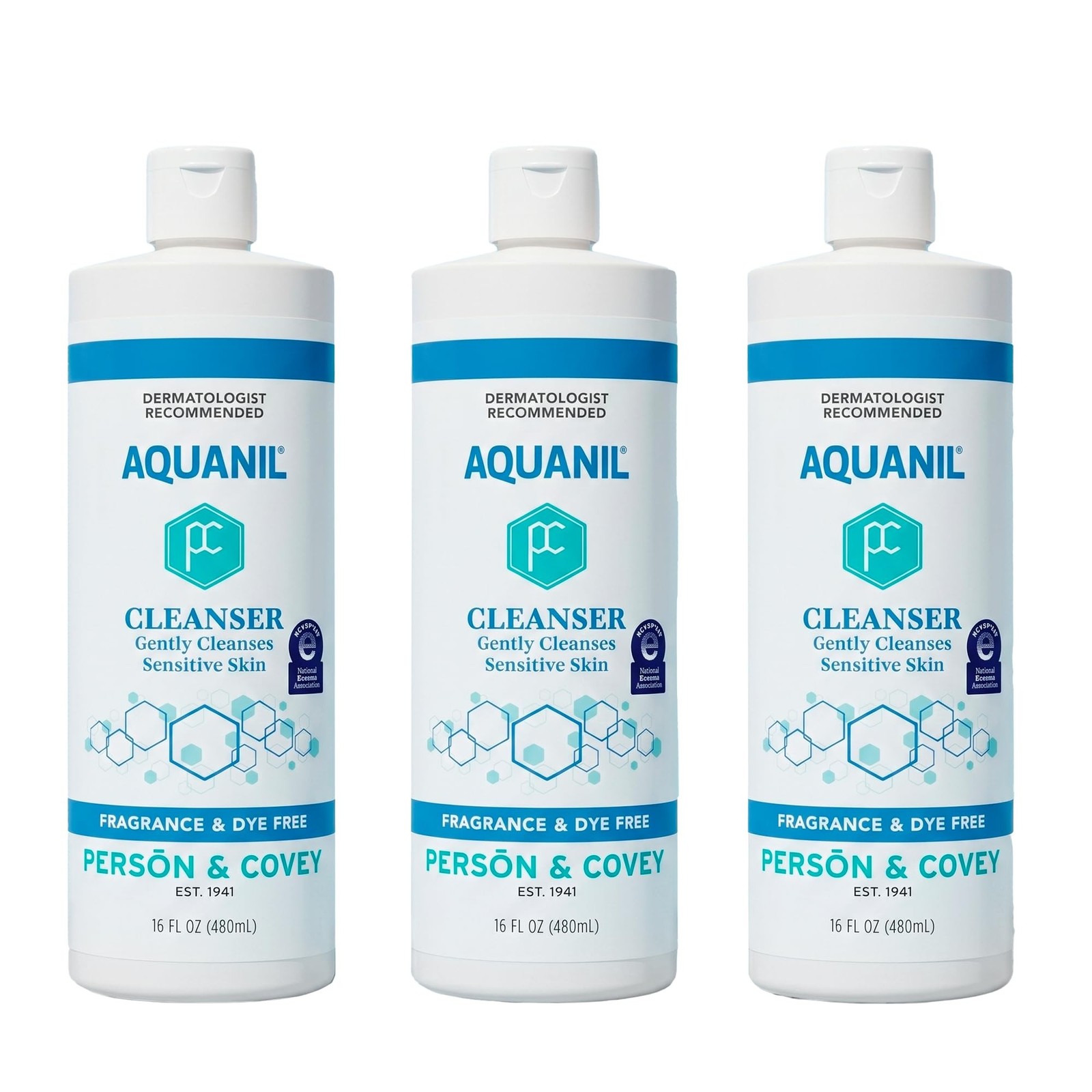 Aquanil Cleanser – 16 Oz Pack of 3, Lipid‑Free Sensitive Skin Care |