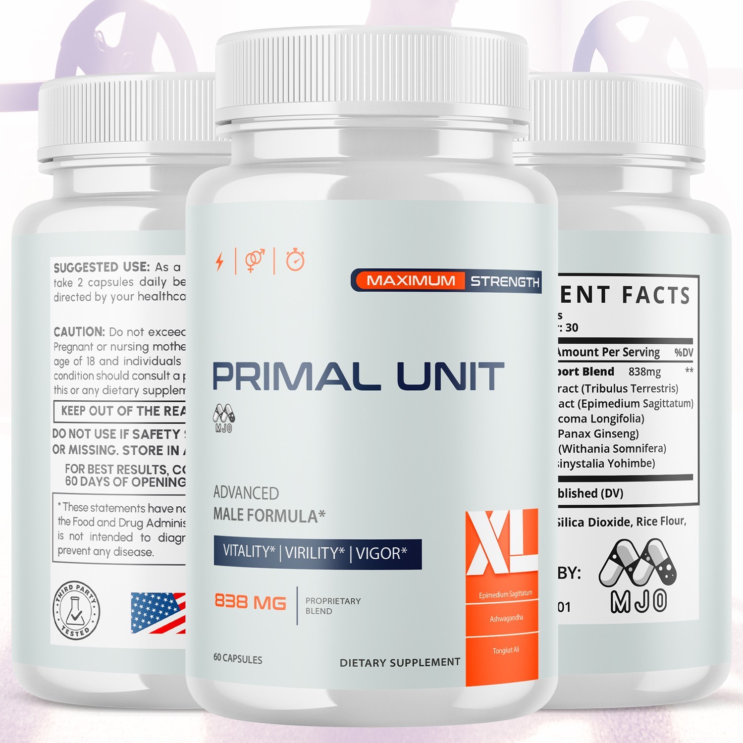 (3 Pack) Primal Unit XL Advanced Male Health Support PrimalUnitXL 180 Capsules