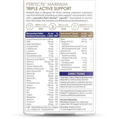 Perfectil Max Nutritional Supplement For Skin Hair Nails 84 Tablets 2 In 1 Pack