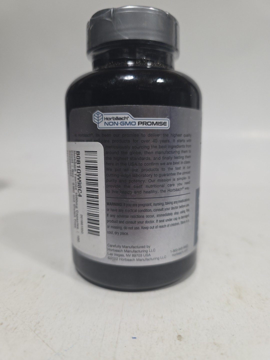 Horbäach Taurine Supplement 1500Mg | 180 Cap | Non-Gmo, Gluten Free |EXP 12/26|