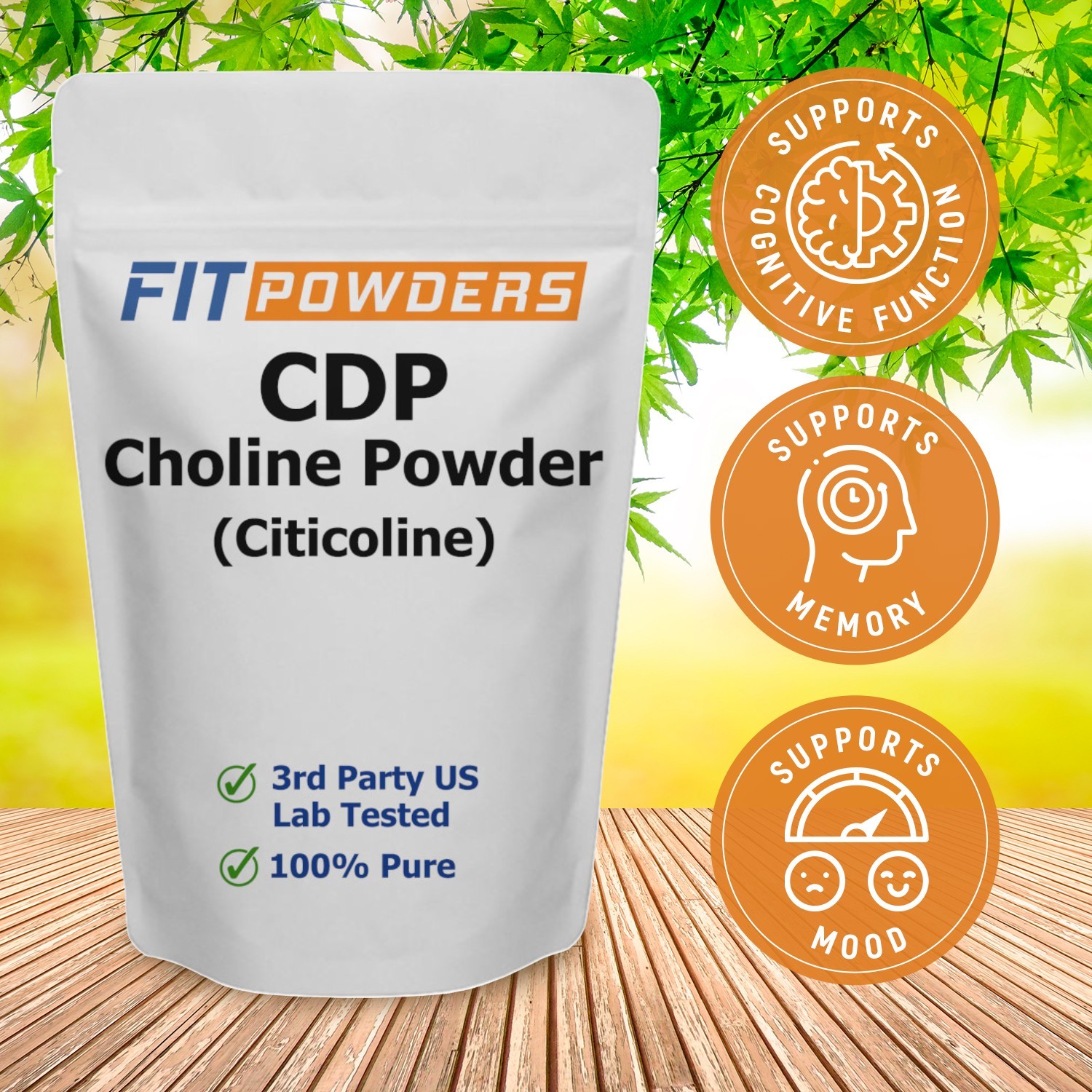 Citicoline Sodium (CDP Choline) by FitPowders 100% Pure with Scoop (Variations)