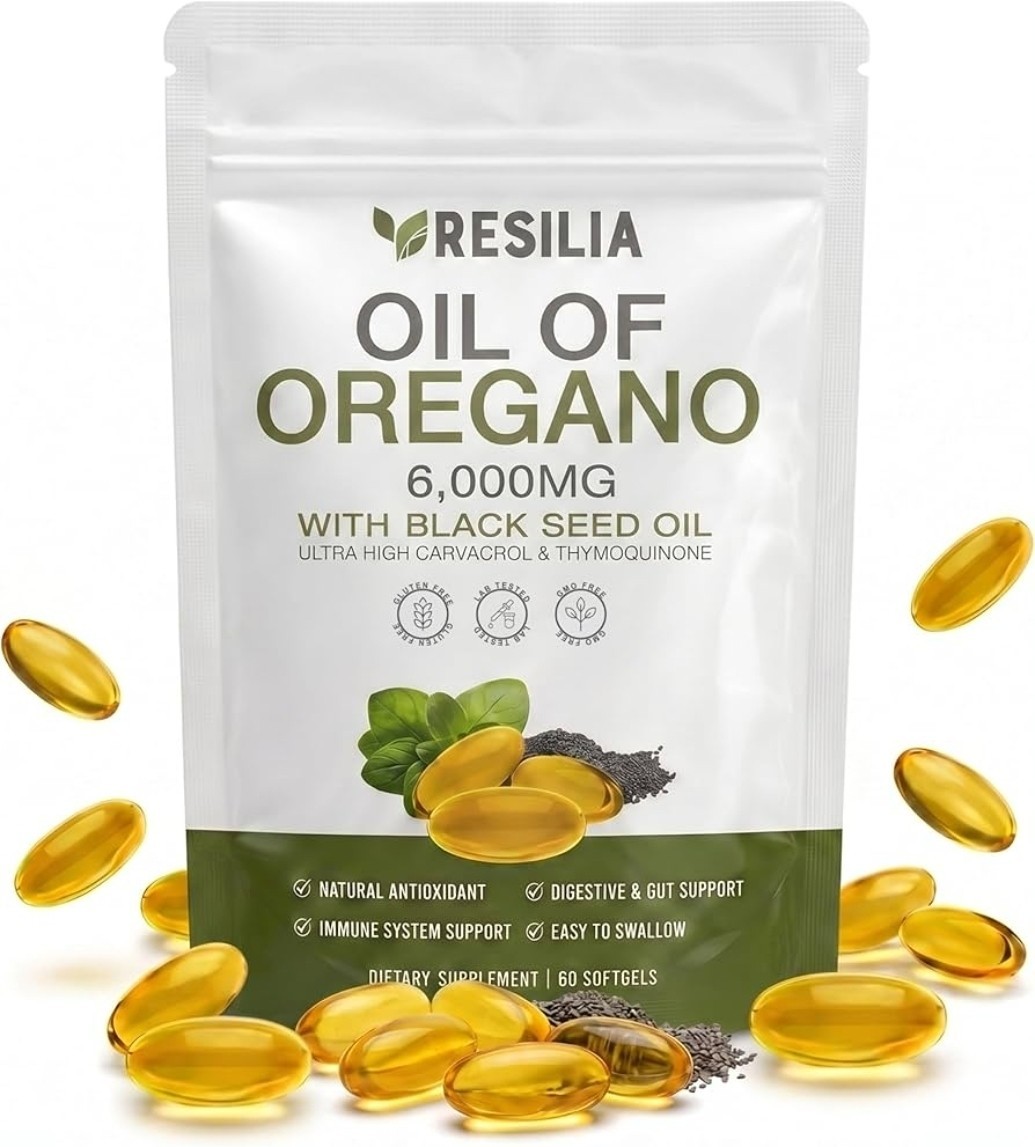 Resilia Oil of Oregano 6000mg with Black Seed Oil Softgels – 60 Capsules 1xPk