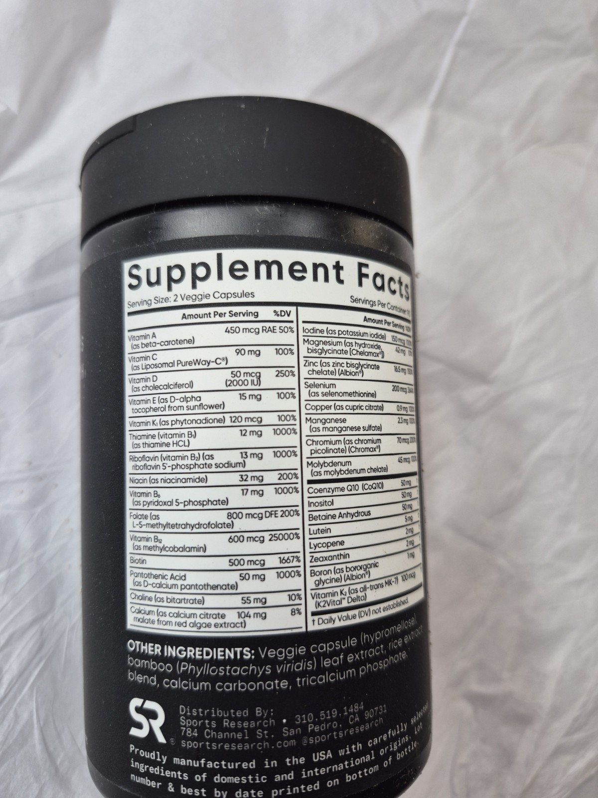 Sports Research Advanced Multivitamin 180 Veggie Capsules w/ CoQ10 Iodine 10/27