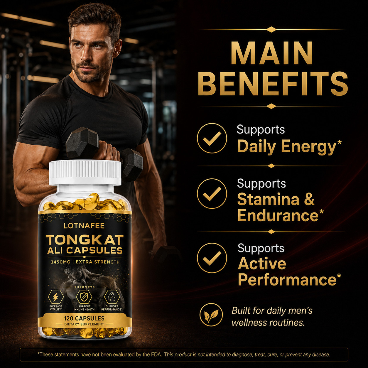 Lotnafee Premium Herbal Extract Complex – Men’s Daily Vitality Support 120 Capsu