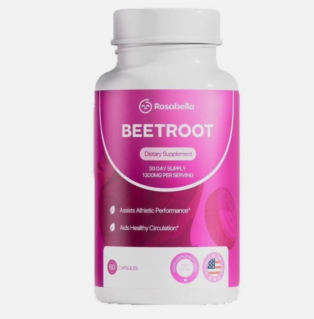 Rosabella Organic Beet Root Capsules for Circulation and Vitality Support 60ct