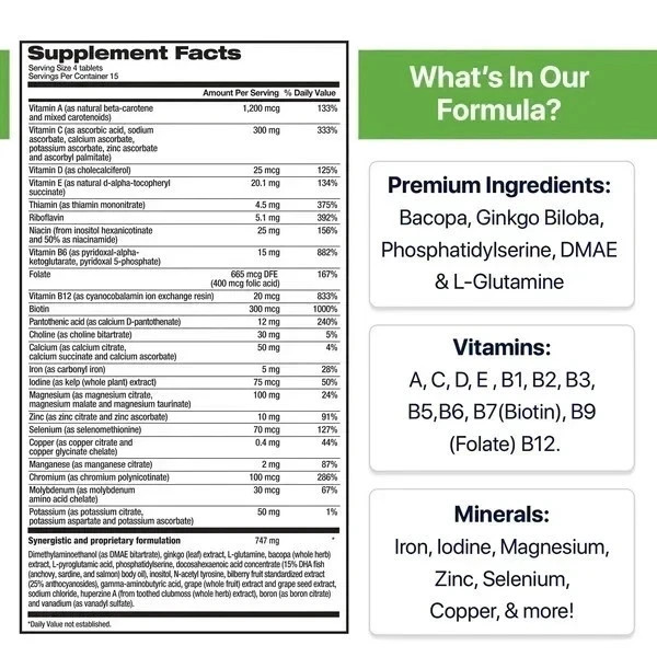 3 Packs Focus Factor Adults Extra Strength- Brain Supplement for Memory- 120 Tab