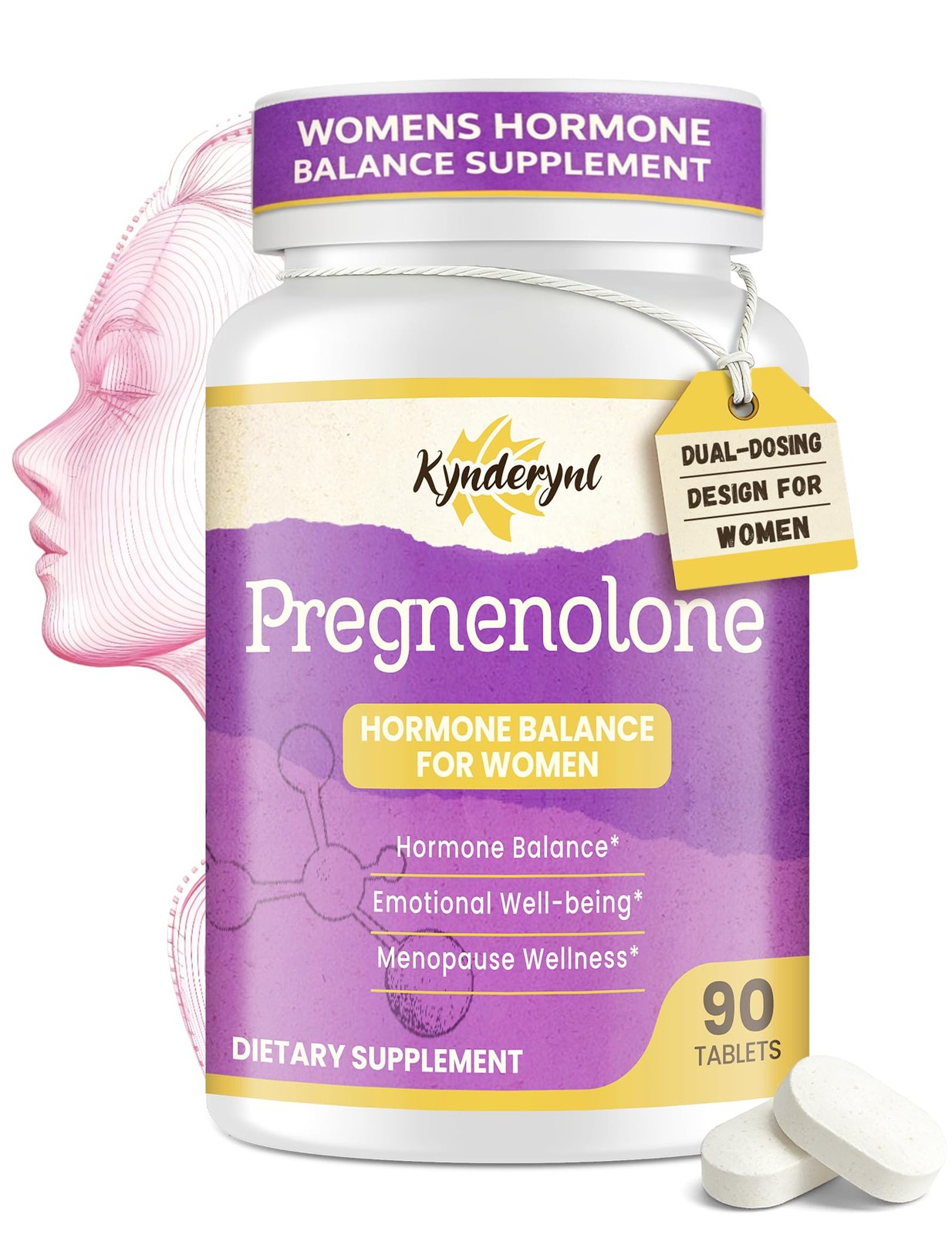 Kynderynl Pregnenolone with Ashwagandha for Women, 90 Count (Pack of 1), N/a
