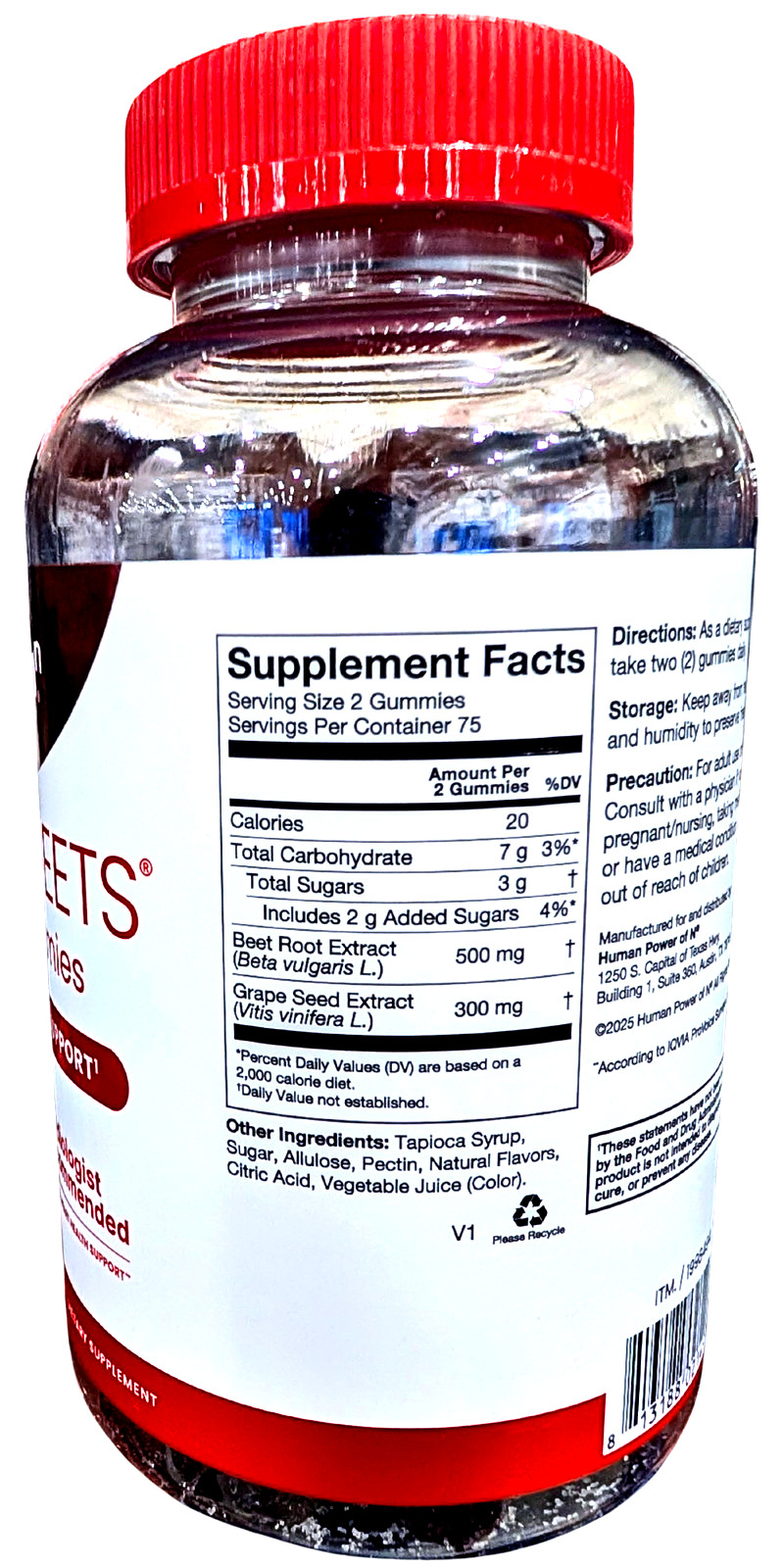 Humann SuperBeets Heart Gummies Strawberry 150 Count