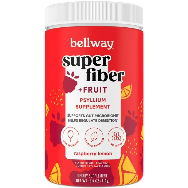 2 Bellway Super Fiber Fruit Psyllium Husk Fiber Supplement Raspberry Lemon 11/26