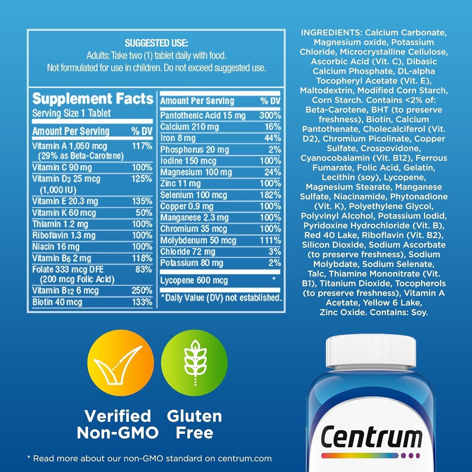 Centrum Multivitamin for Men – 200 Tablets, Vitamin D3, B Vitamins