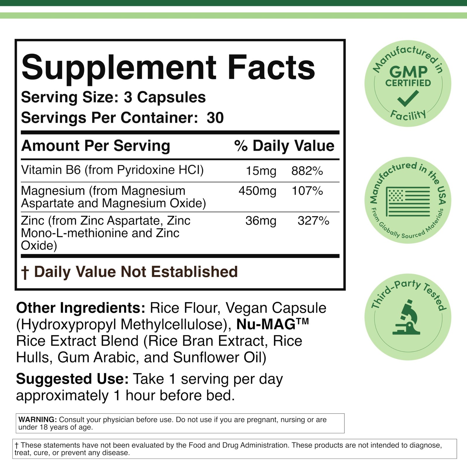 ZMA Supplement for Men and Women (Over 100% Daily Value 90 Count (Pack of 1)