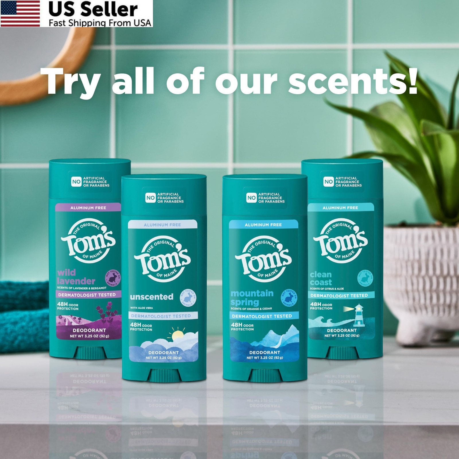Tom’s of Maine Wild Lavender Natural Deodorant for Men 3.25 Ounce (Pack 2)