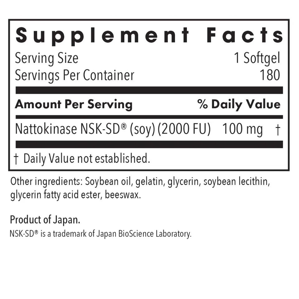 Allergy Research Group Nattokinase 100 mg – 180 cap – Exp 2028+