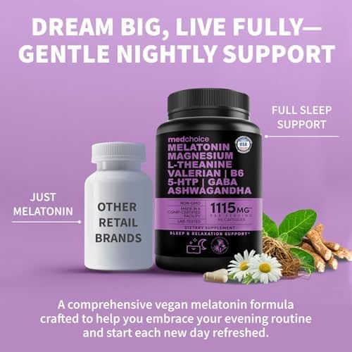 12-in-1 Melatonin Sleep Capsules Magnesium Ashwagandha 90 Count