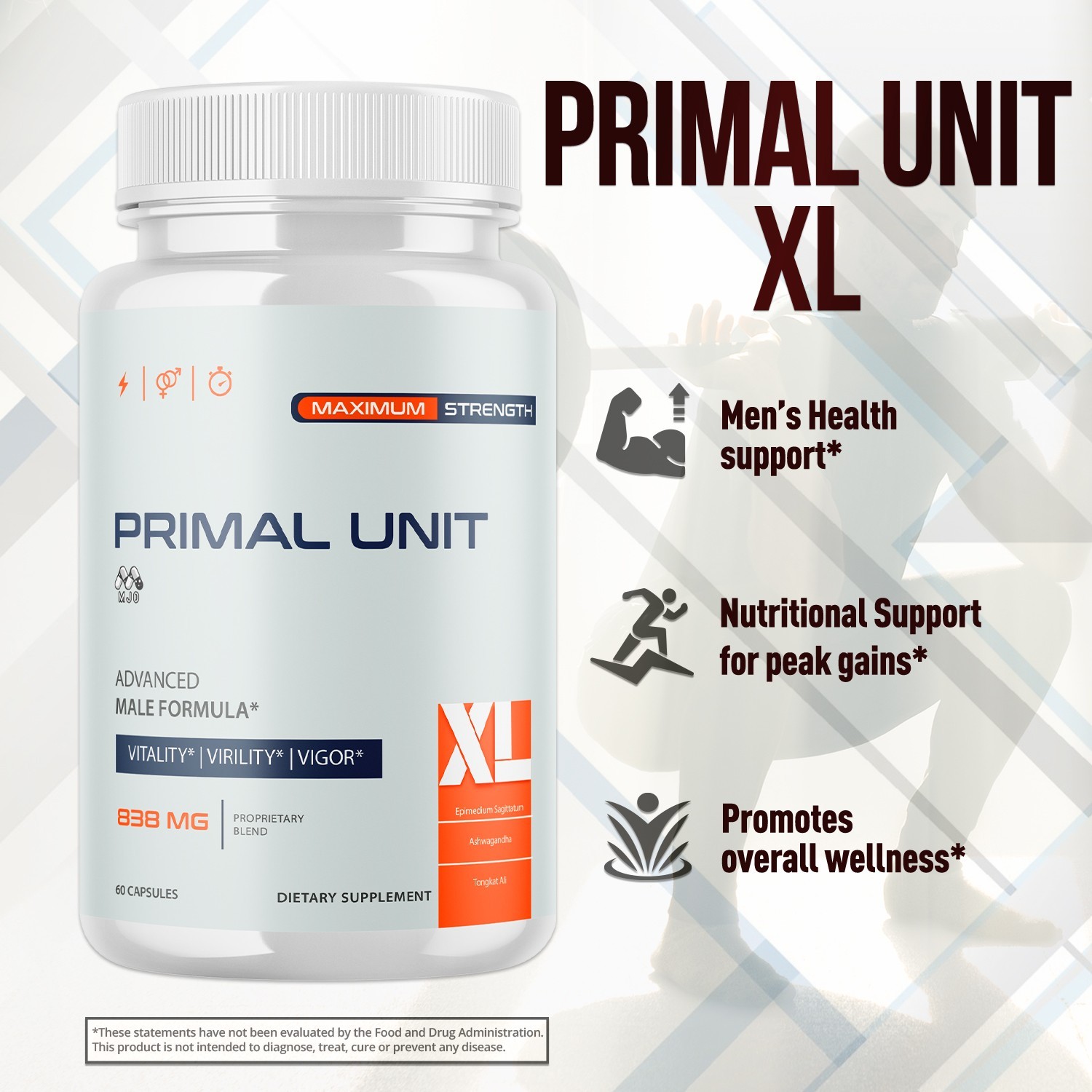 (3 Pack) Primal Unit XL Advanced Male Health Support PrimalUnitXL 180 Capsules