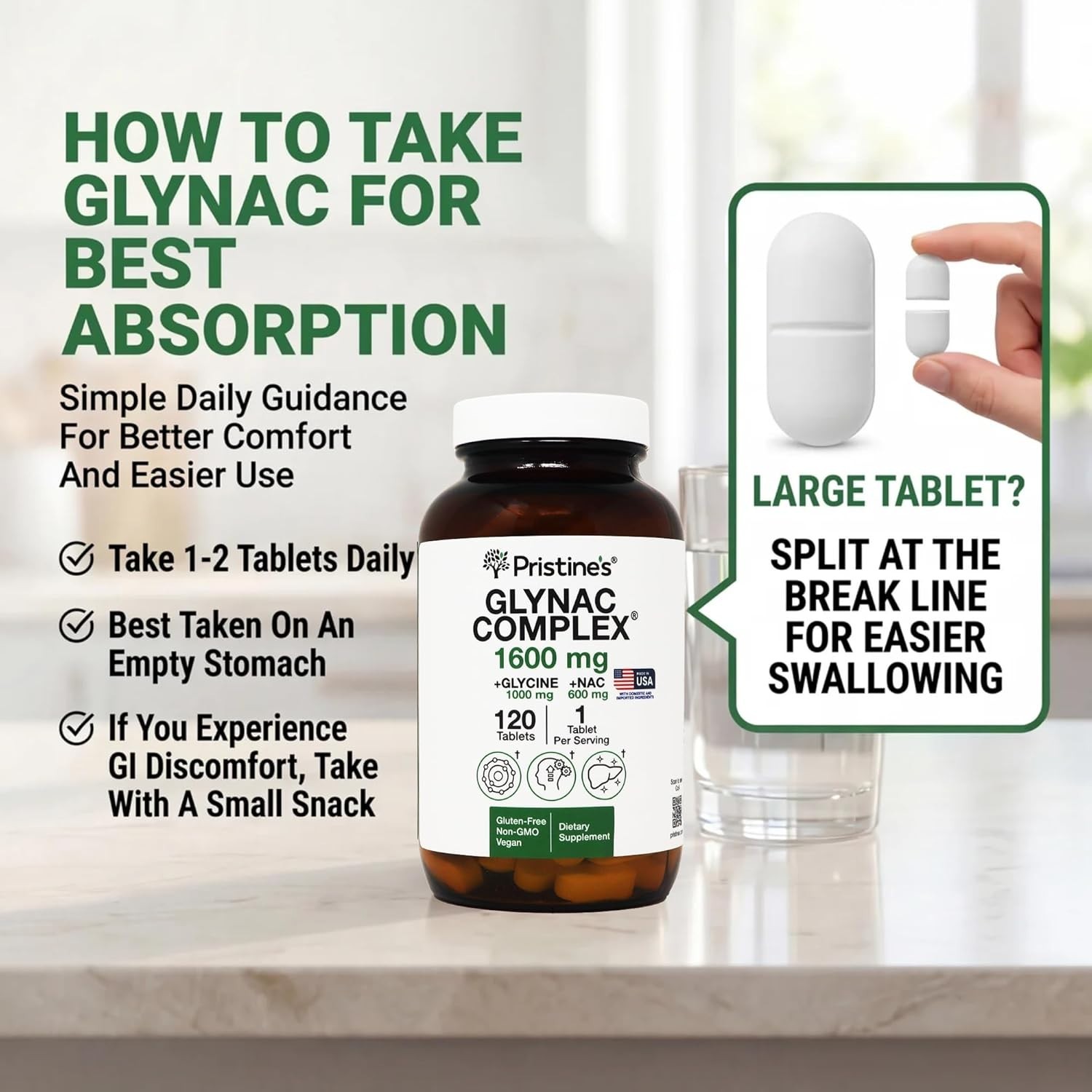 Glynac Complex Glutathione Production Supplement Tablets – 3Rd Party Tested anti