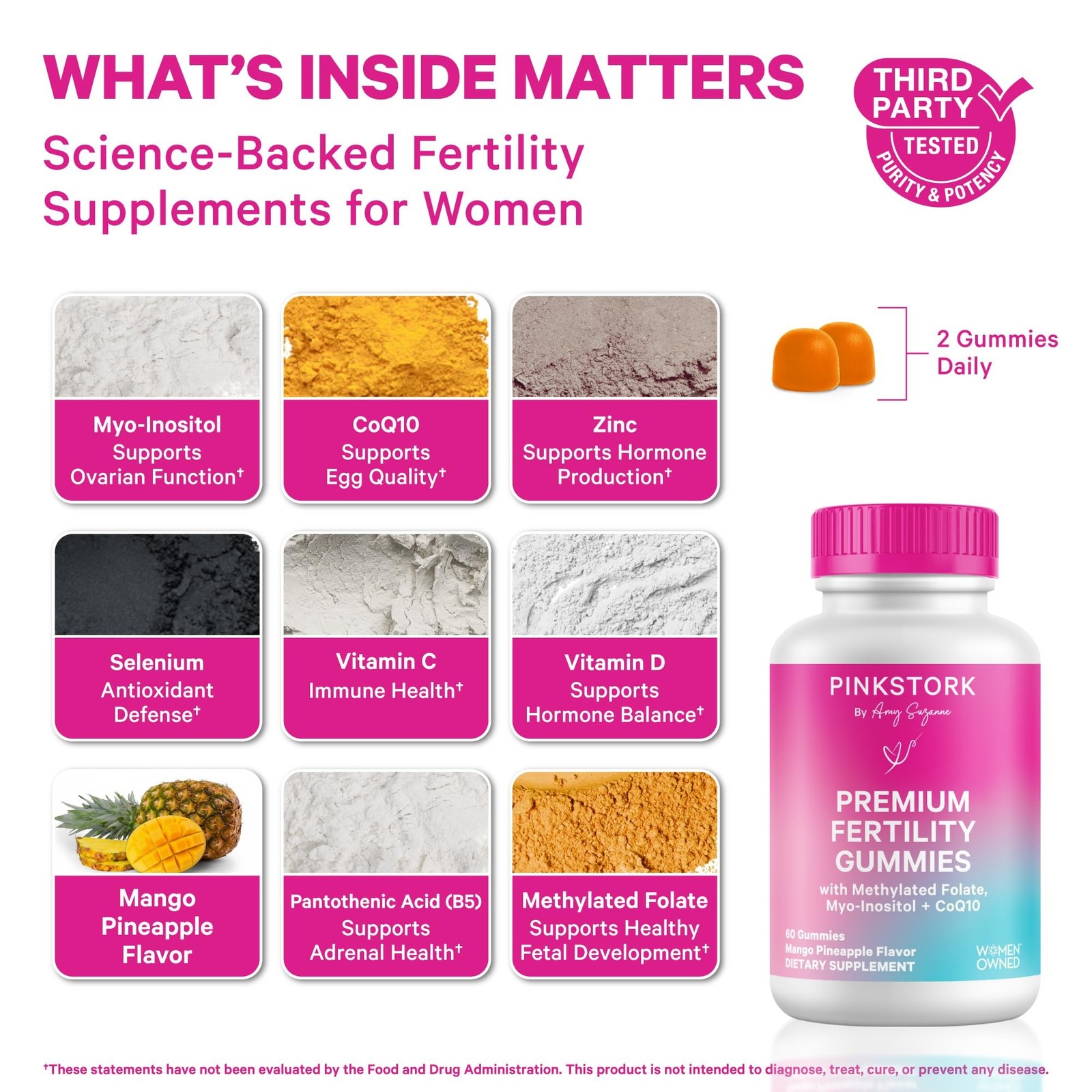 Pink Stork Premium Fertility Gummies | Fertility Supplements for Women with C…