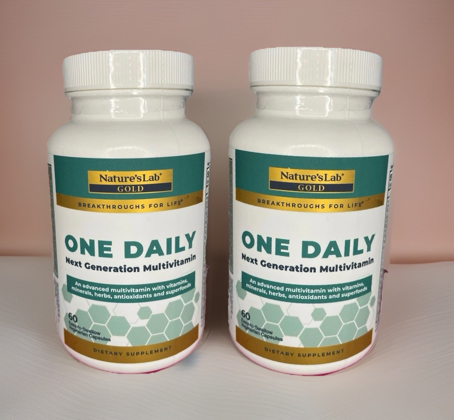 Natures Lab One Daily Multivitamin 60 Veggie Caps Advanced w Superfoods Twin Pk