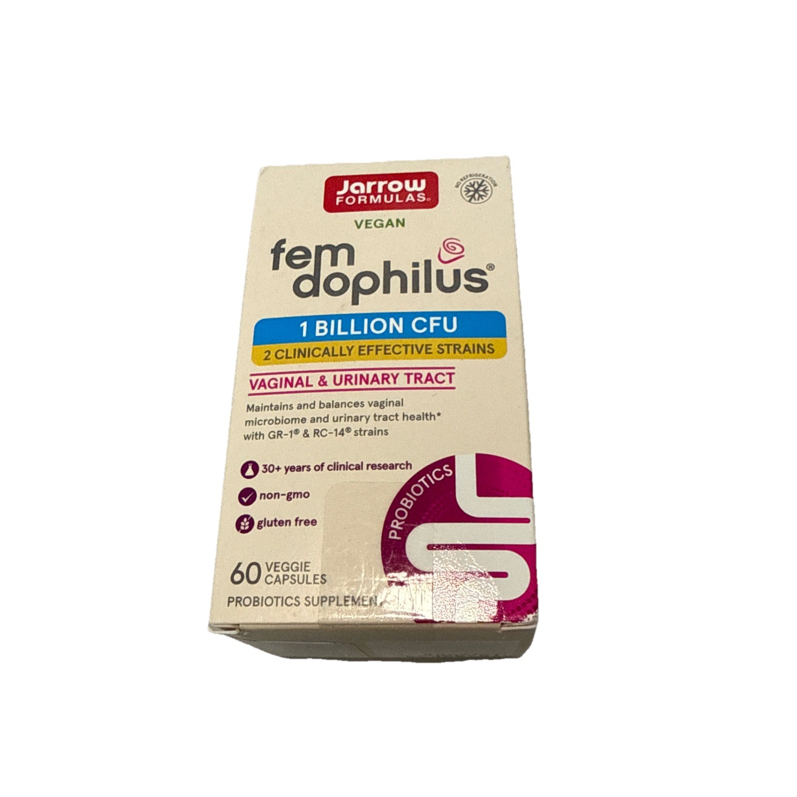 Jarrow Formulas Vegan Fem Dophilus 1 Billion CFU-30 Veggie Capsules-Exp 12/2025