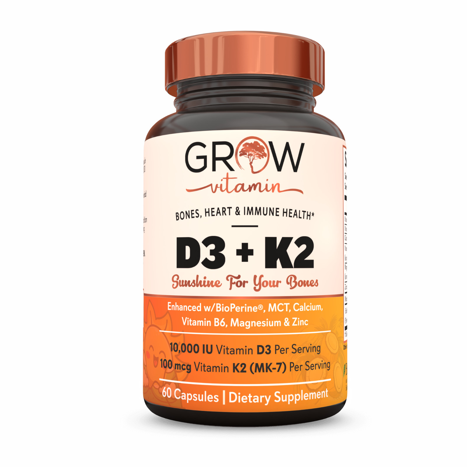 Vitamin D3 K2 with Coconut Oil | Plant Based Vitamin K2 MK7 + Vegan D3 10,000iu