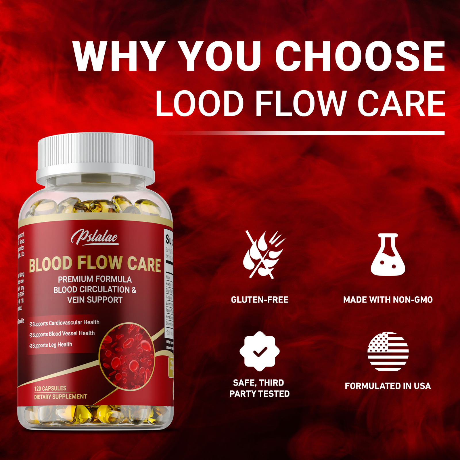 Blood Flow Care – Hawthorn, L-Arginine, Cayenne Pepper, Blood Pressure Support