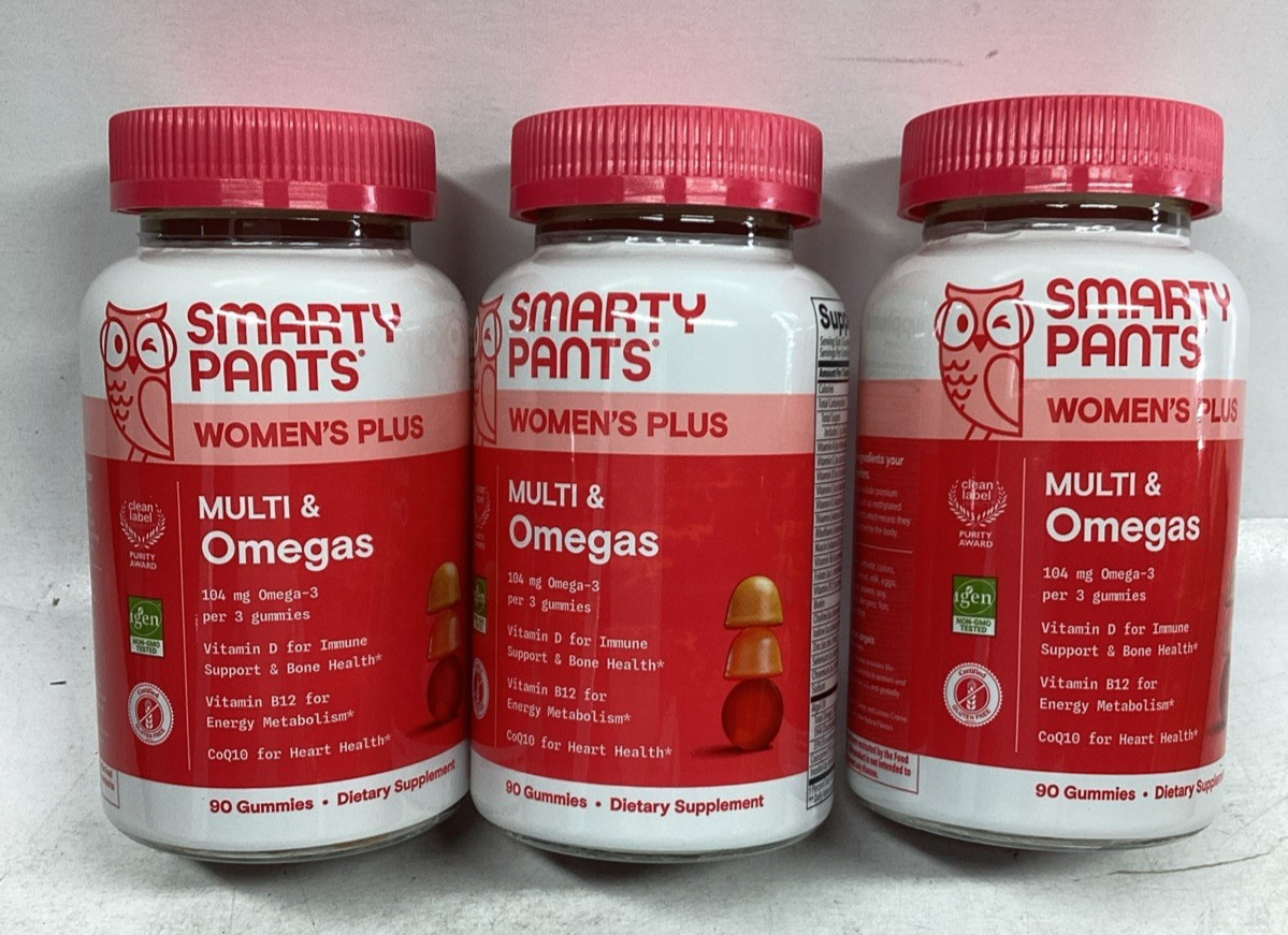3x Smarty Pants Women’s Plus Multi & Omegas Gummies 90/Bottle Exp 16 Apr 2027