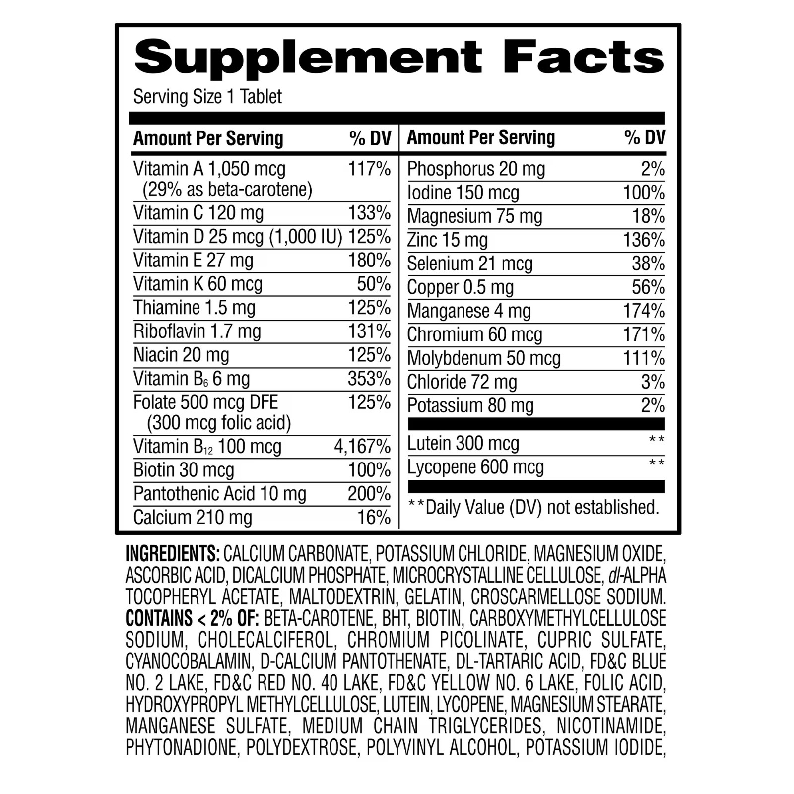 Equate Complete Multivitamin/Multimineral Supplement Tablets, 2 pack , 200 Count