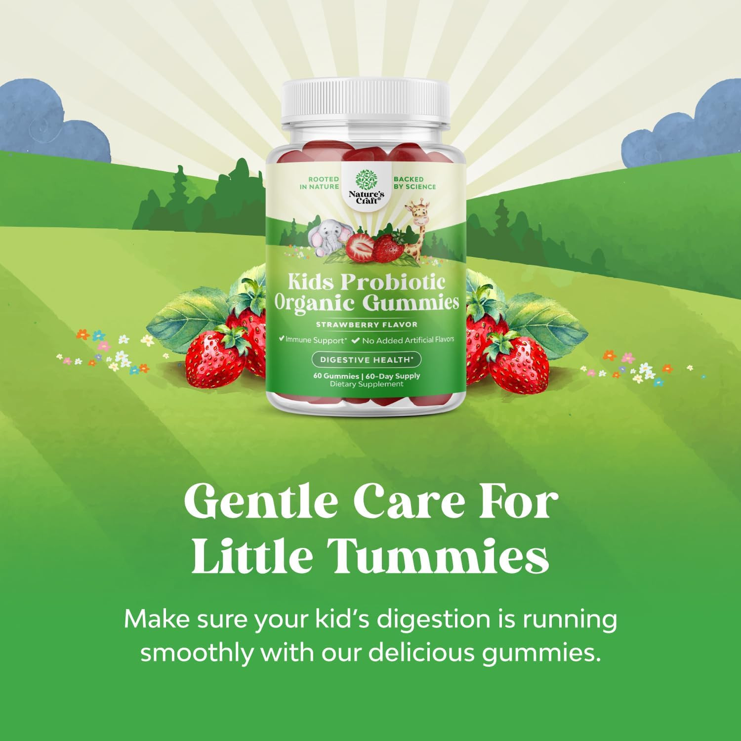 Organic Probiotic Gummies for Kids, Vegan Non-Gmo Vitamin for Immunity Digestive