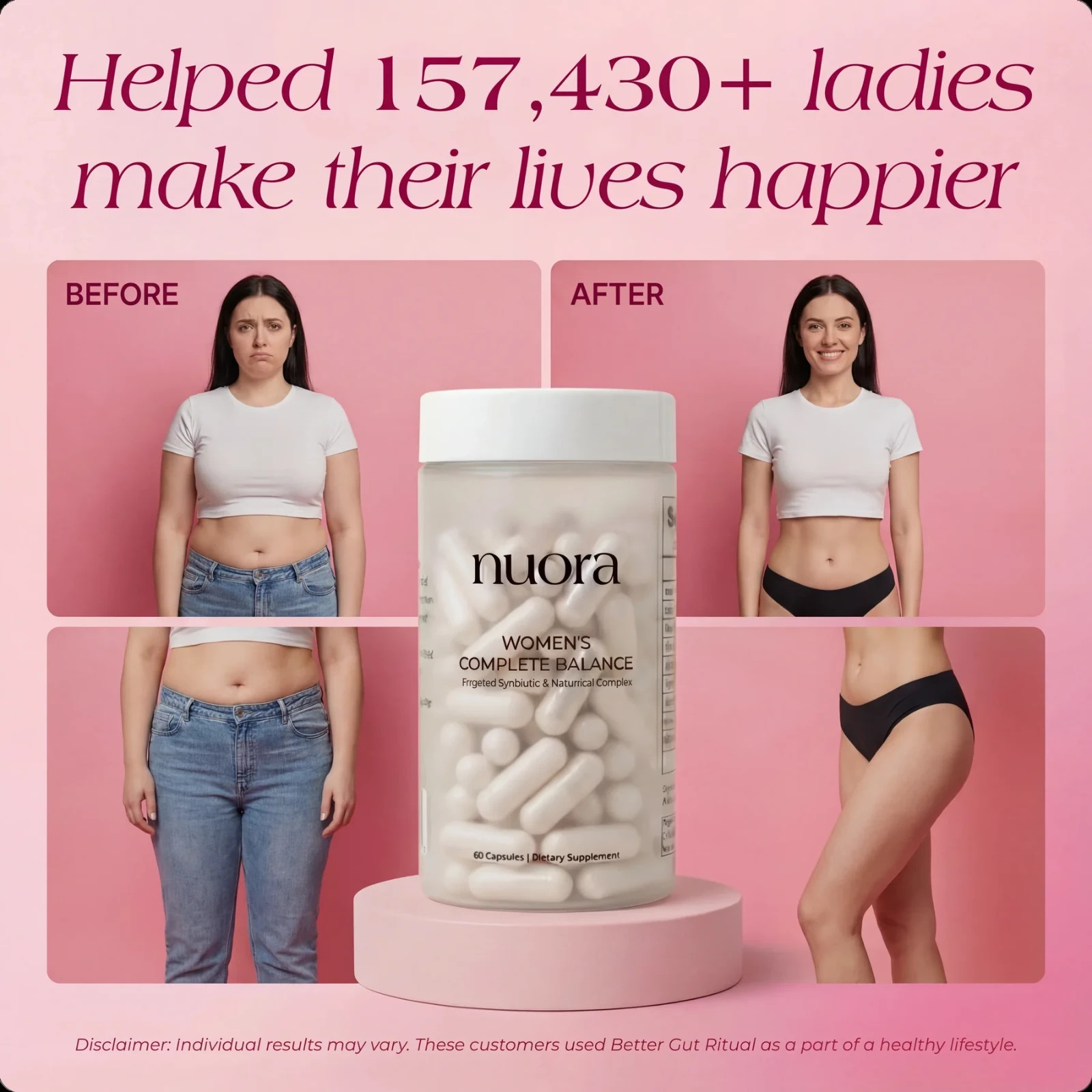 Nuora Gut Ritual Women’s Complete Balance Synbiotic 60 Capsules Gut Health