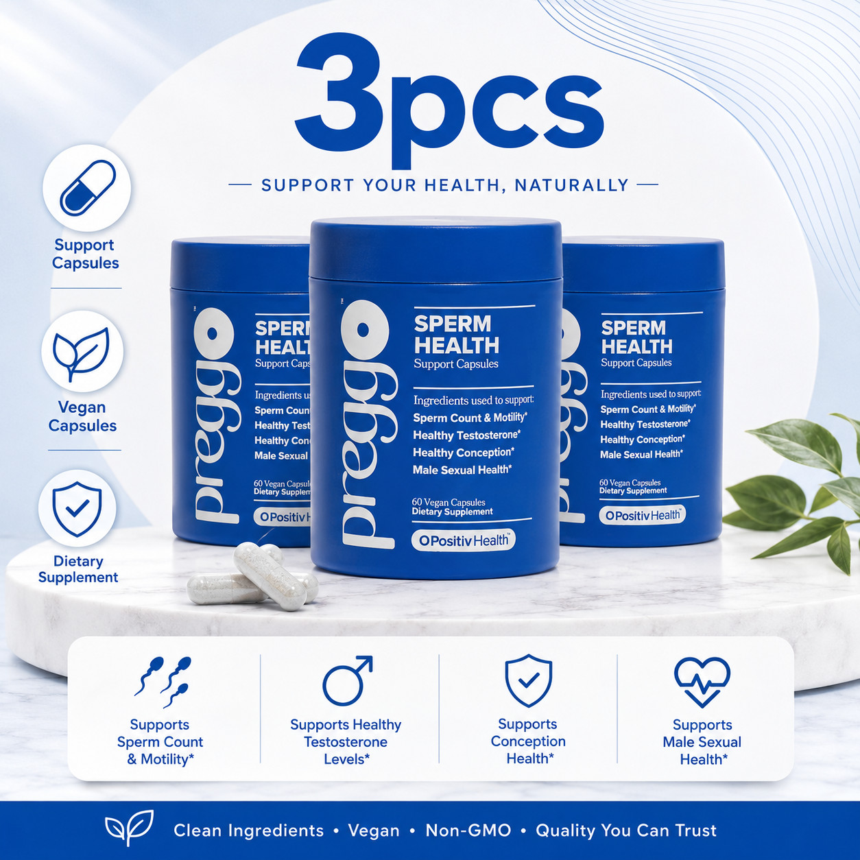 Preggo Sperm Health Capsules for Men – Obgyn-Formulated for Improved Sperm Count